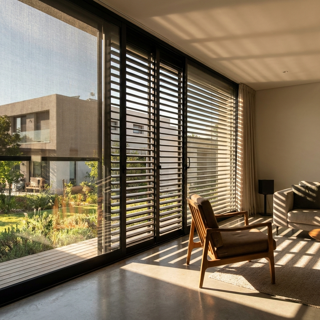 modern home window with natural light showing sunlight protection